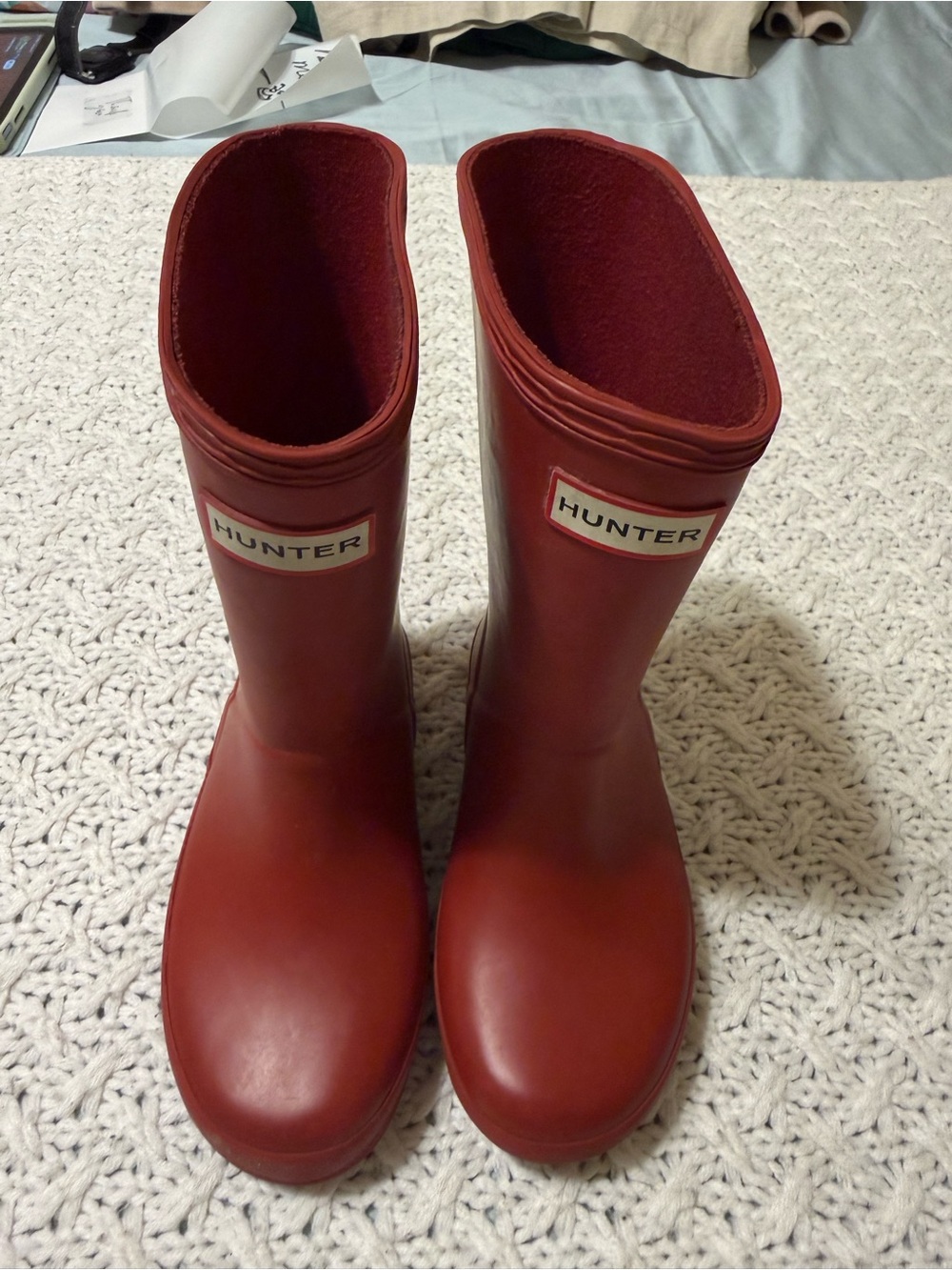 Hunter Red Mid-Calf Rubber Rain Boots
